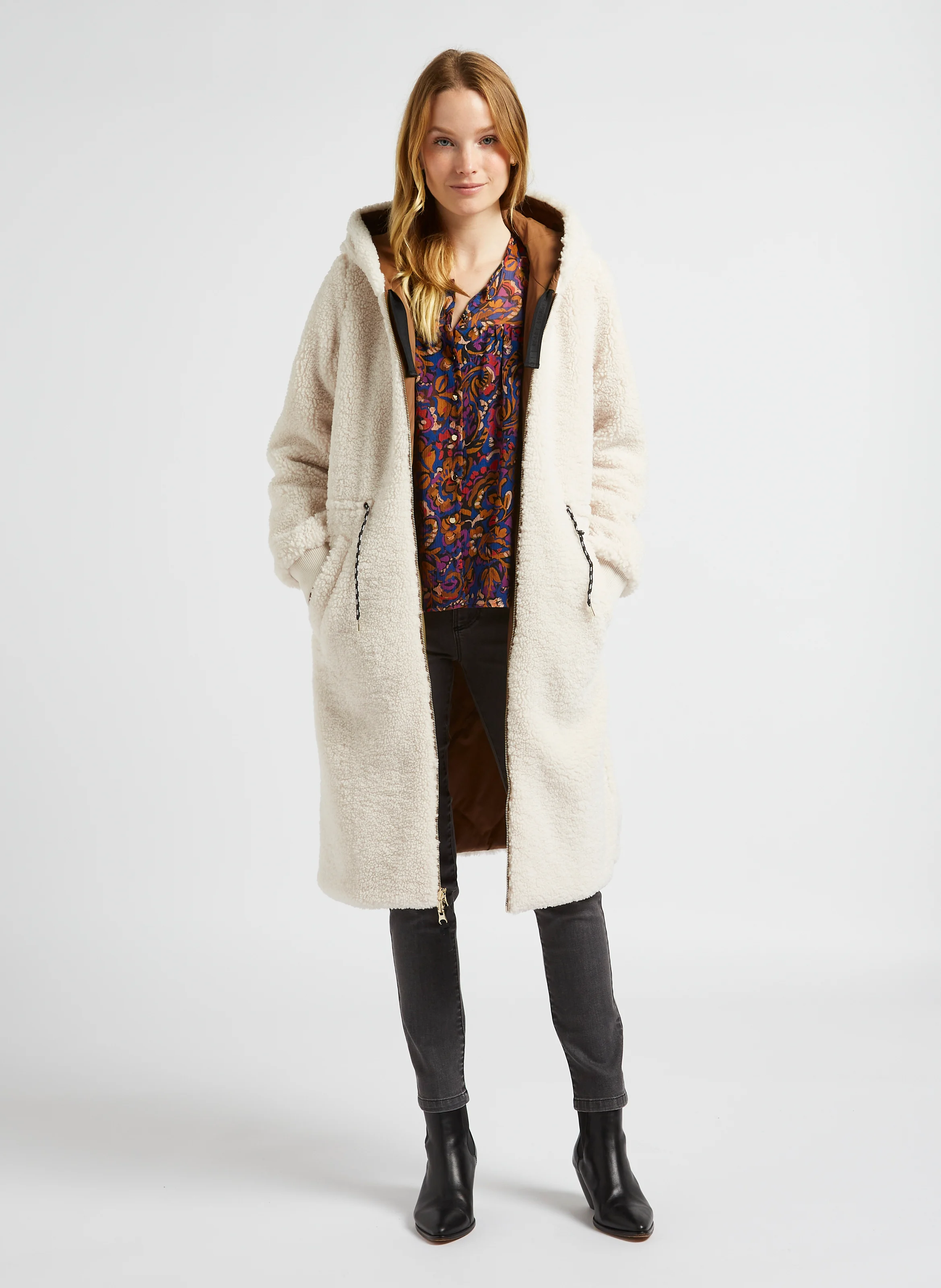 Parka fourrée à capuche| Blanc