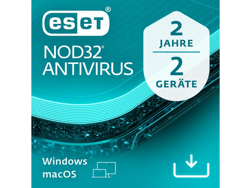 ESET NOD32 Antivirus Vollversion, 2 User, 2 Jahre Starker Virenschutz ohne lästige Unterbrechungen