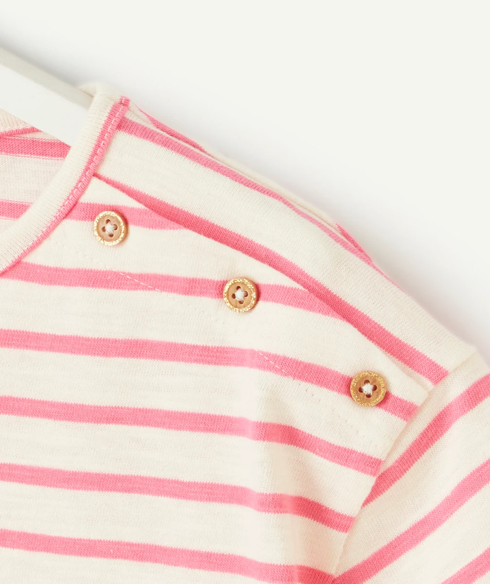 T-SHIRT MANCHES COURTES FILLE EN COTON BIO RAYÉ MARINE