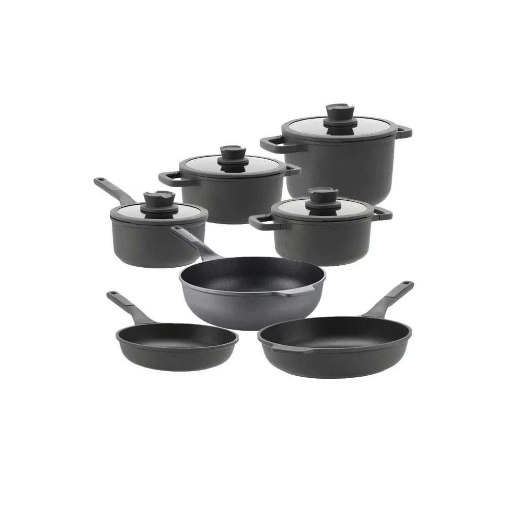 BergHOFF Leo Stone Pannenset 11 delig Downdraft | Met Gratis Panbeschermers
