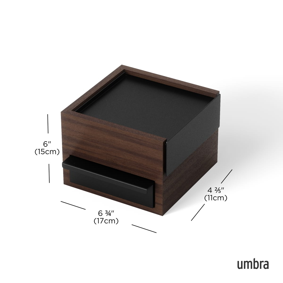 Juwelenbox Stowit zwart walnoot hout S