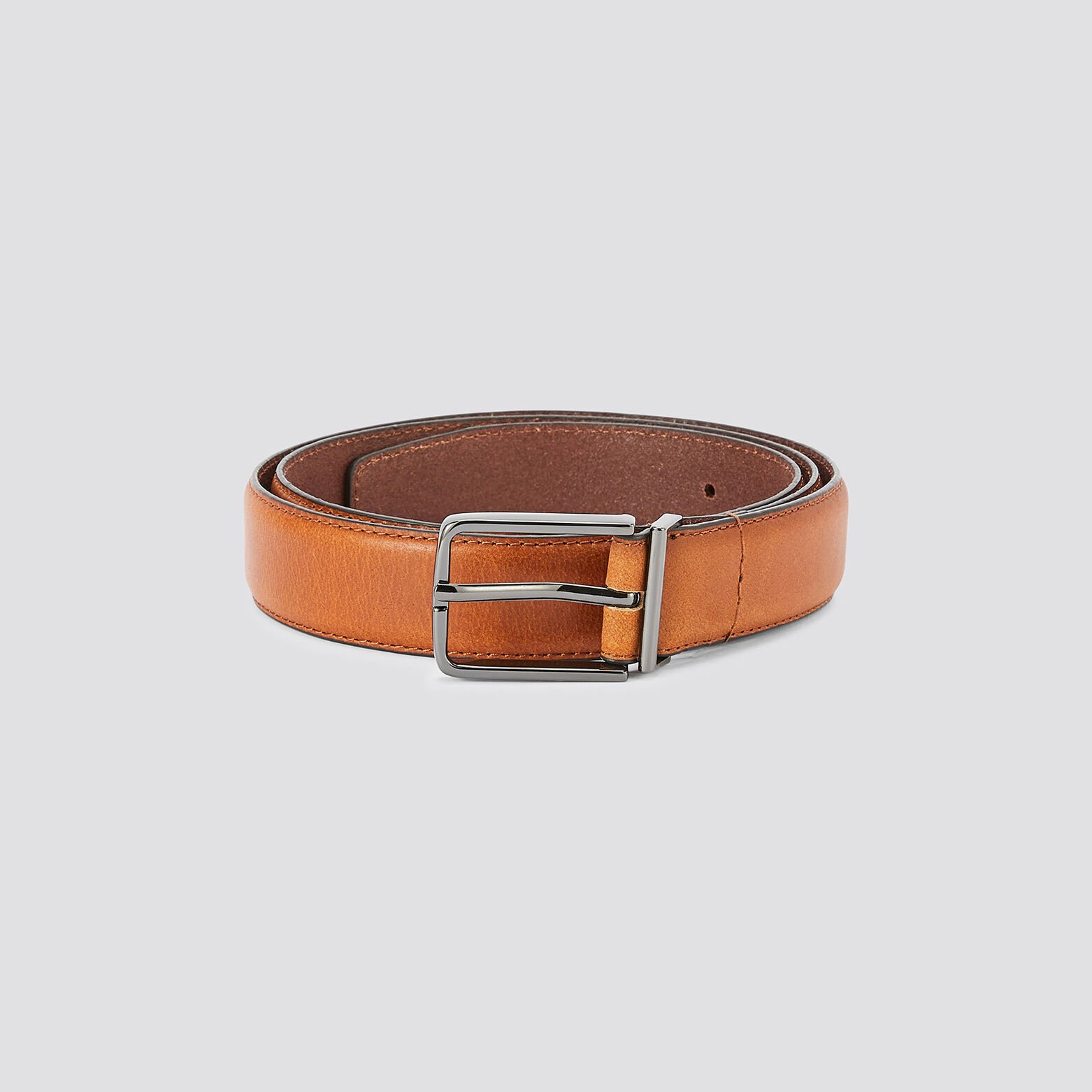 Ceinture à boucle en cuir Camel