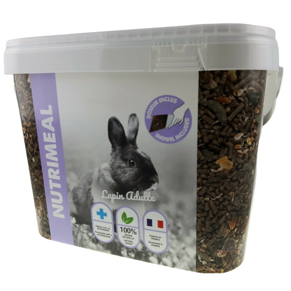 Granulés lapin nain adulte (6mois et plus) nutrimeal seau de 6kg.