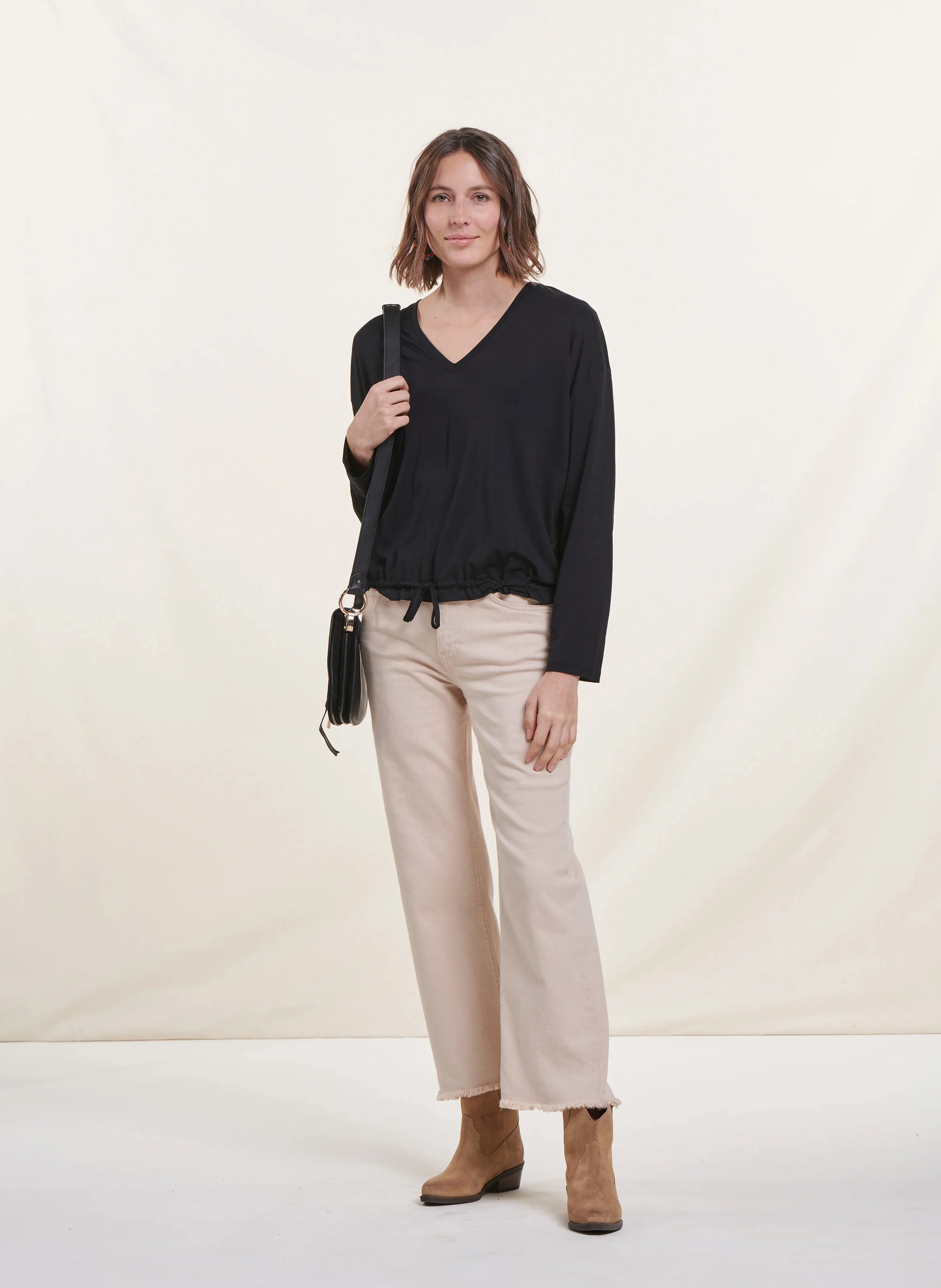 Tee-shirt col V| Noir