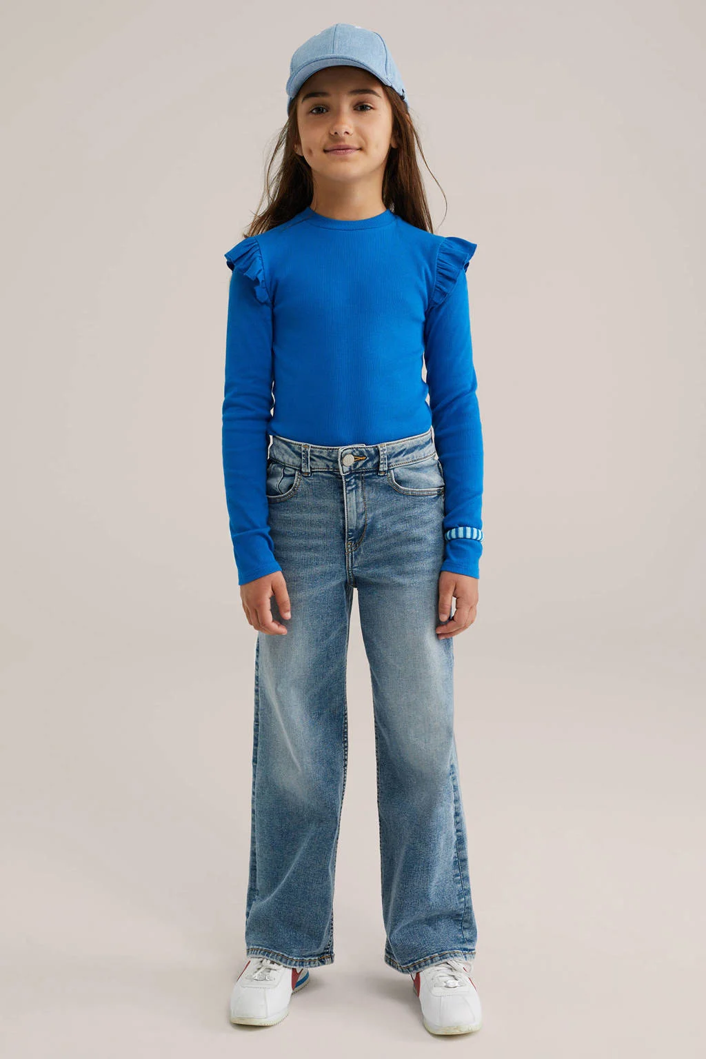WE Fashion longsleeve rib gebreid blauw