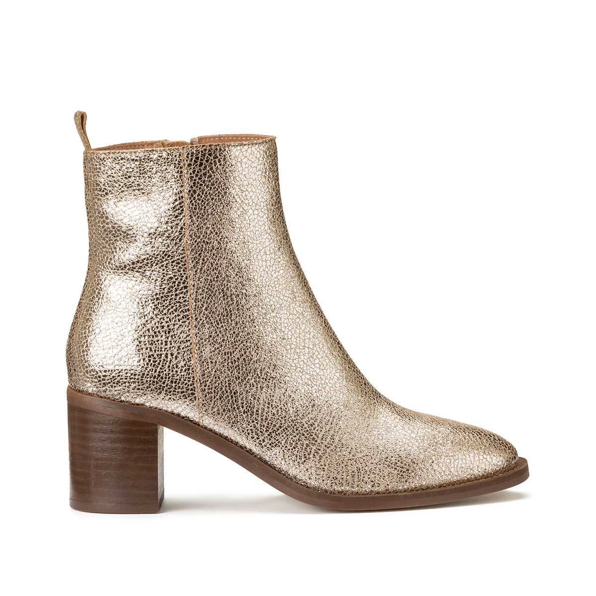 LA REDOUTE COLLECTIONS<br>Botim de couro metalizado, Signature Faustine