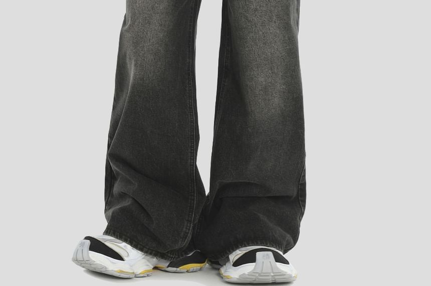 Banash - Mid Rise Washed Wide Leg Jeans