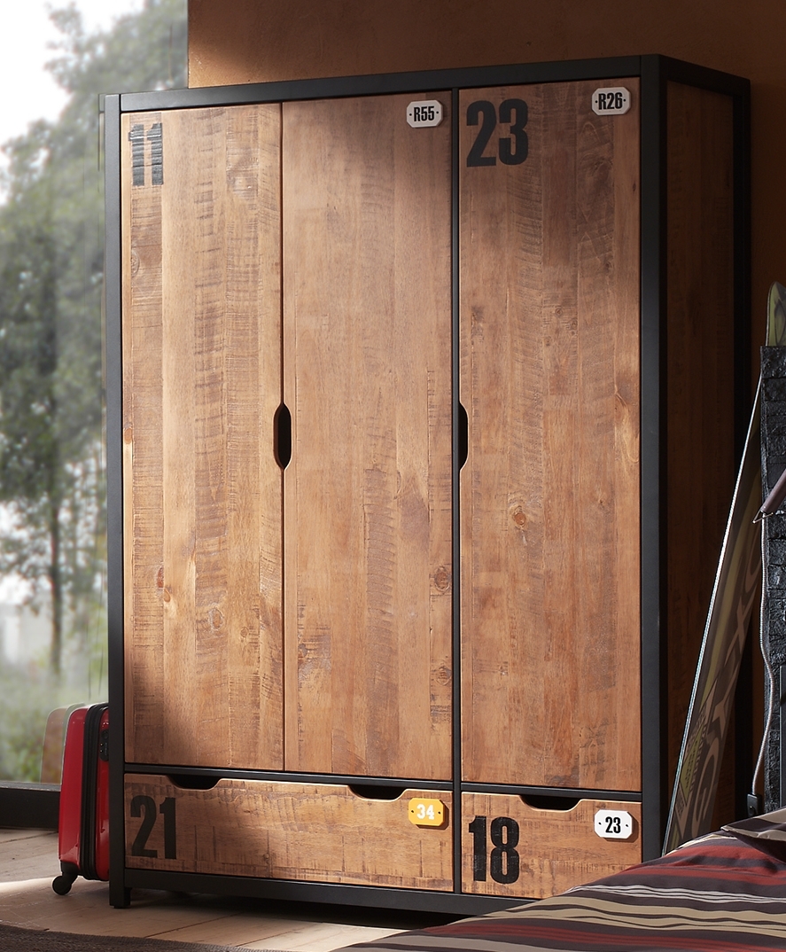 Kleiderschrank ALEX - teilmassiv - 145 cm