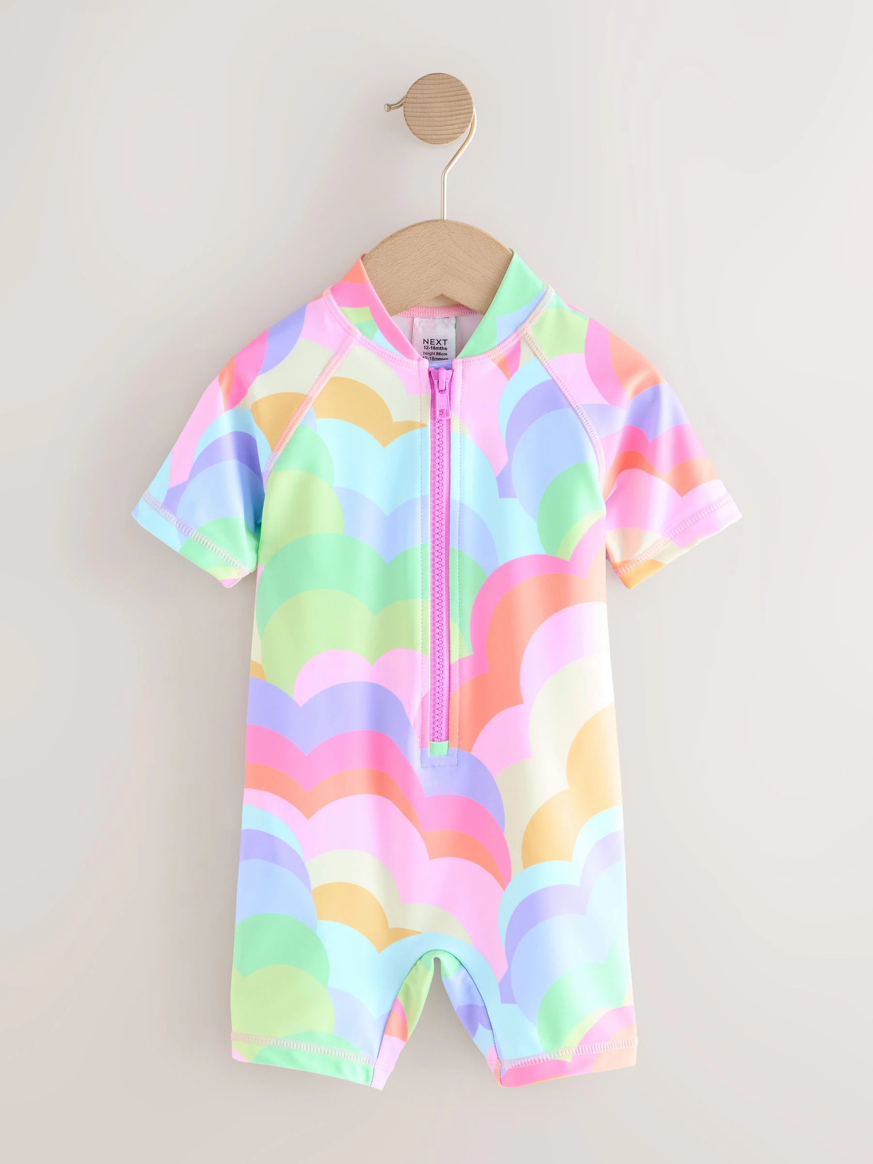 Regenboogkleurig met golven - Zonbeschermend badpak (3 mnd-10 jr)