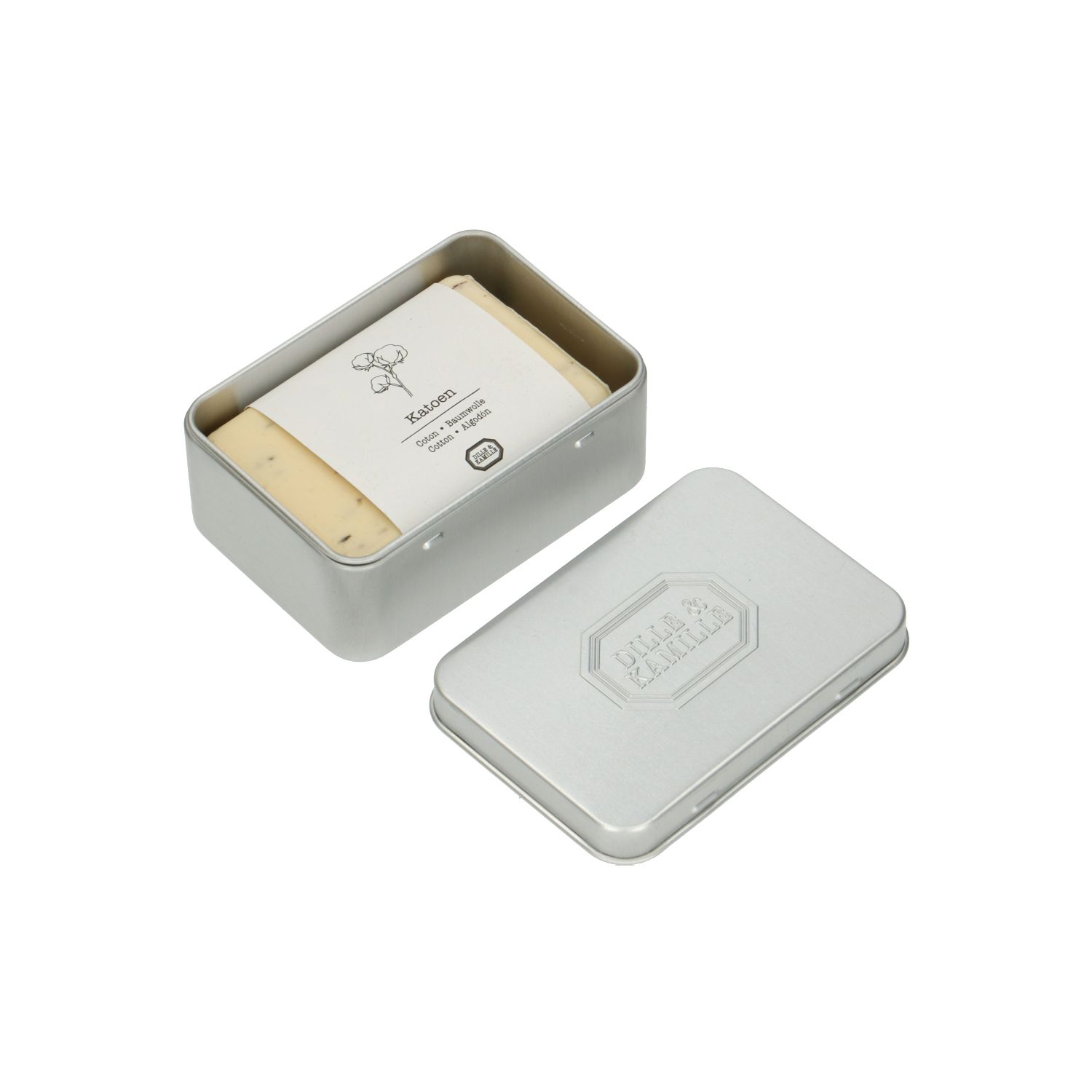 Blikje voor blokzeep incl. tray, aluminium, 10 x 7 x 2,7 cm
