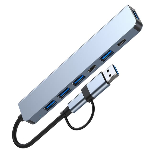 2-i-1 USB-C / USB hub 7 porte USB3.0 til Windows MacOS Grå