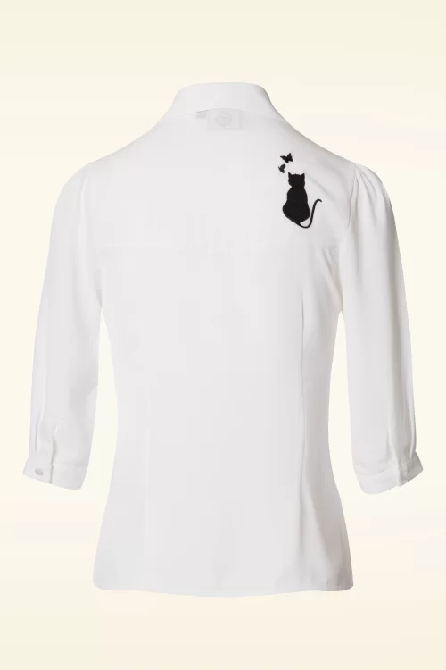Banned Retro Snow Bird blouse in ivoorwit