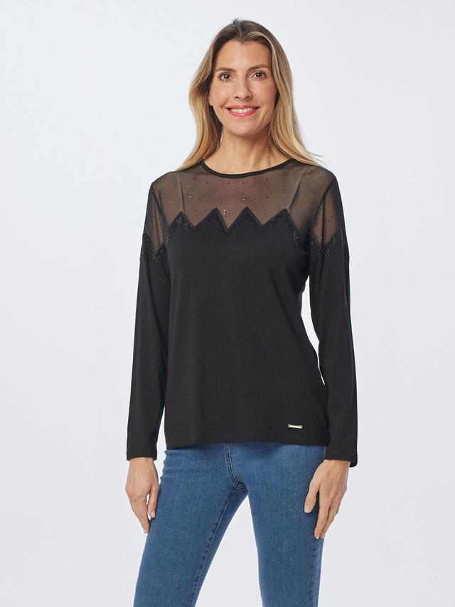 Shirt mit transparentem Besatz