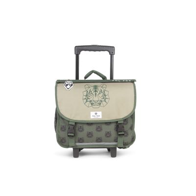 Cartable réversible à roulettes Tiger - 38 cm - 2 compartiments - vert - Pol Fox