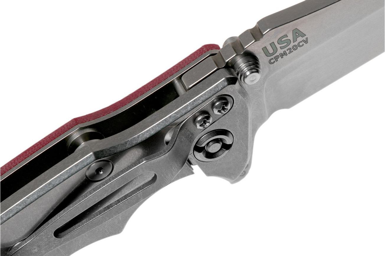 Rick Hinderer Eklipse 3.5” Tanto, CPM 20CV Stonewashed, Red G10 zakmes
