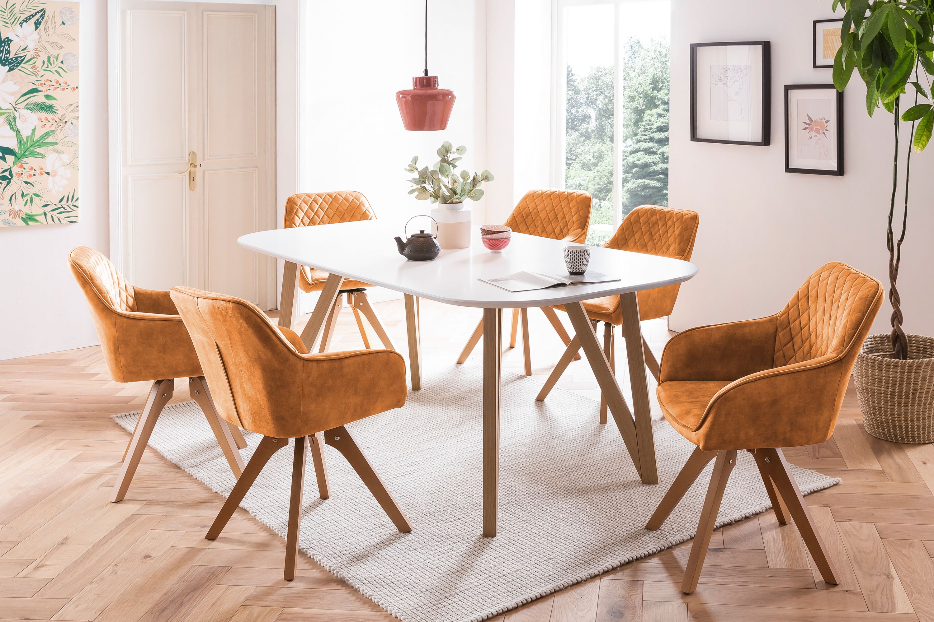Esstisch 160x90x76 cm weiß Eiche Esszimmertisch Küchentisch Tisch Holztisch