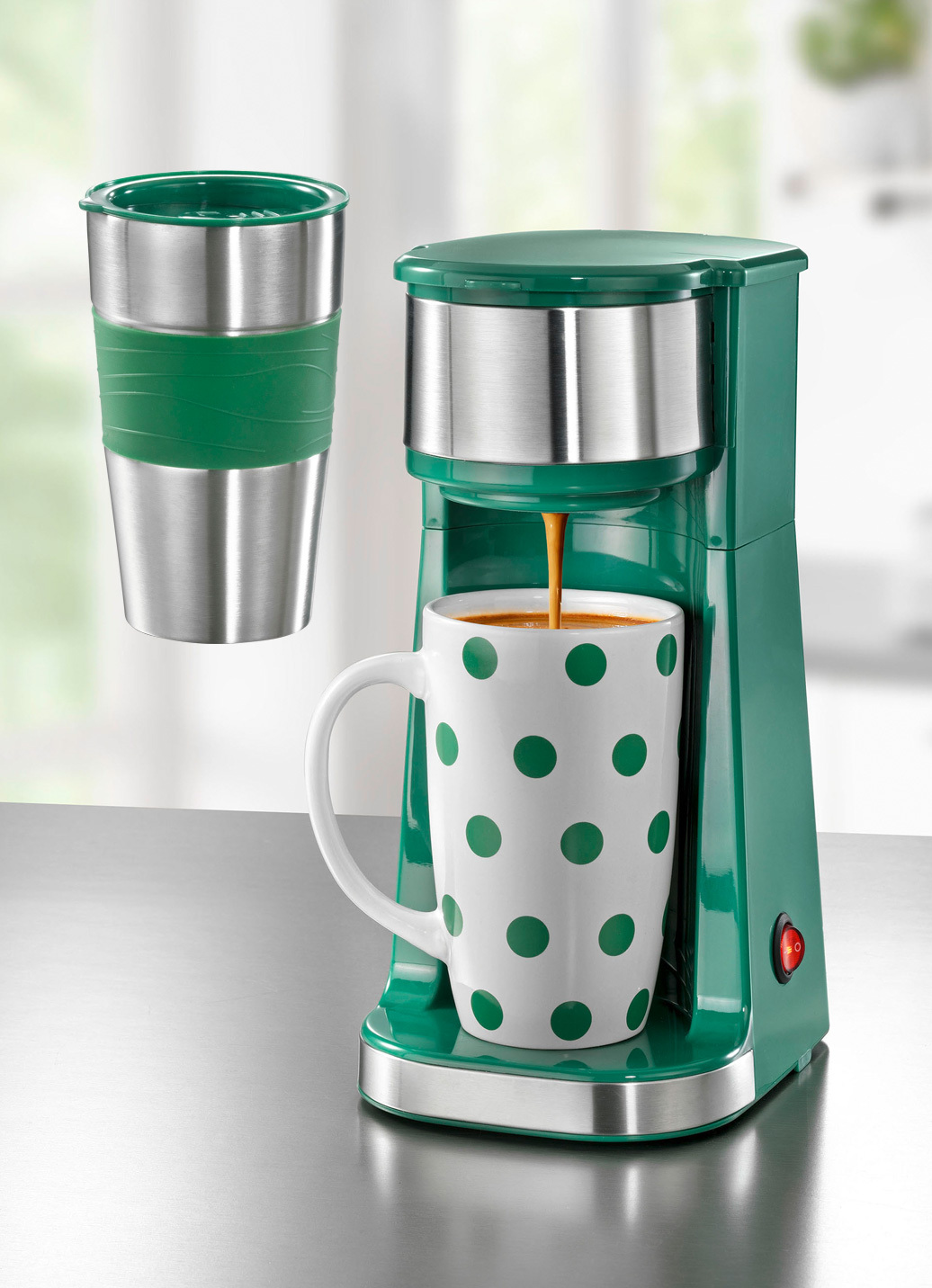 Kaffeemaschine für handelsübliche Kaffeepads und losen Kaffee