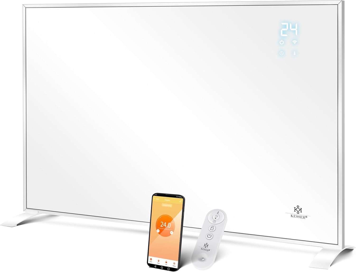 KESSER® Infrarotheizung Energiesparend Infrarot Standgerät & Wandmontage Elektroheizung 540W mit Fernbedienung Thermostat & App-Steuerung Elektrisch Heizpaneel Heizung Konvektor Standfüße