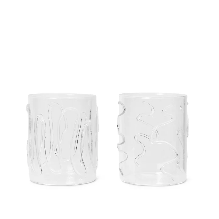 Ferm Living - Doodle Trinkglas 35 cl, klar (2er-Set)
