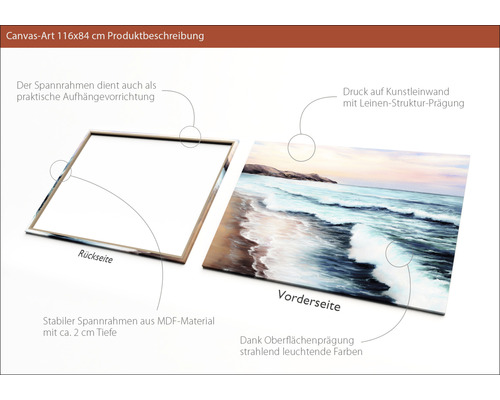 Canvas print Zonsondergang over strand 84x116 cm