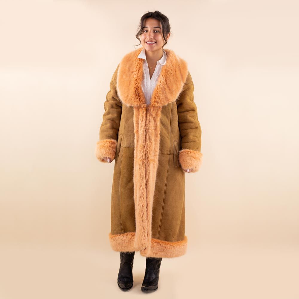 Afghan coat Zarmeen Cognac
