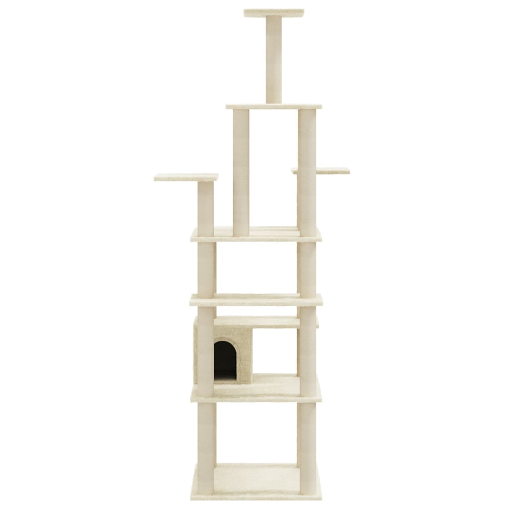 Árvore para gatos Vidaxl de 7 andares com casinha, cor creme