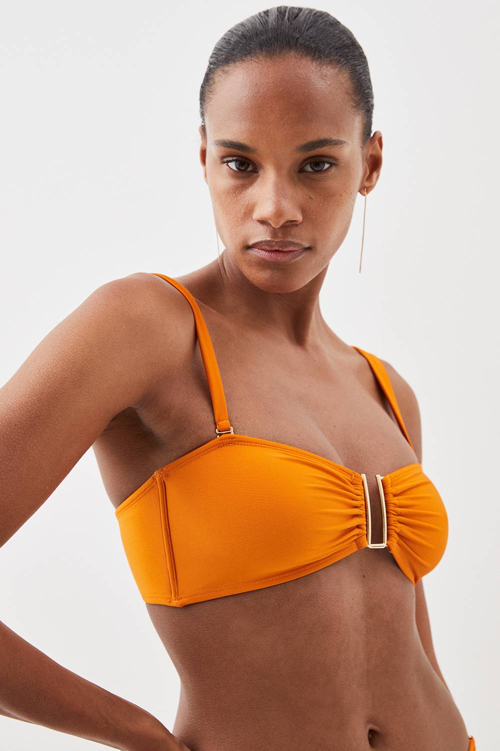 KarenMillen Haut de bikini à bretelles détachables avec bordure dorée