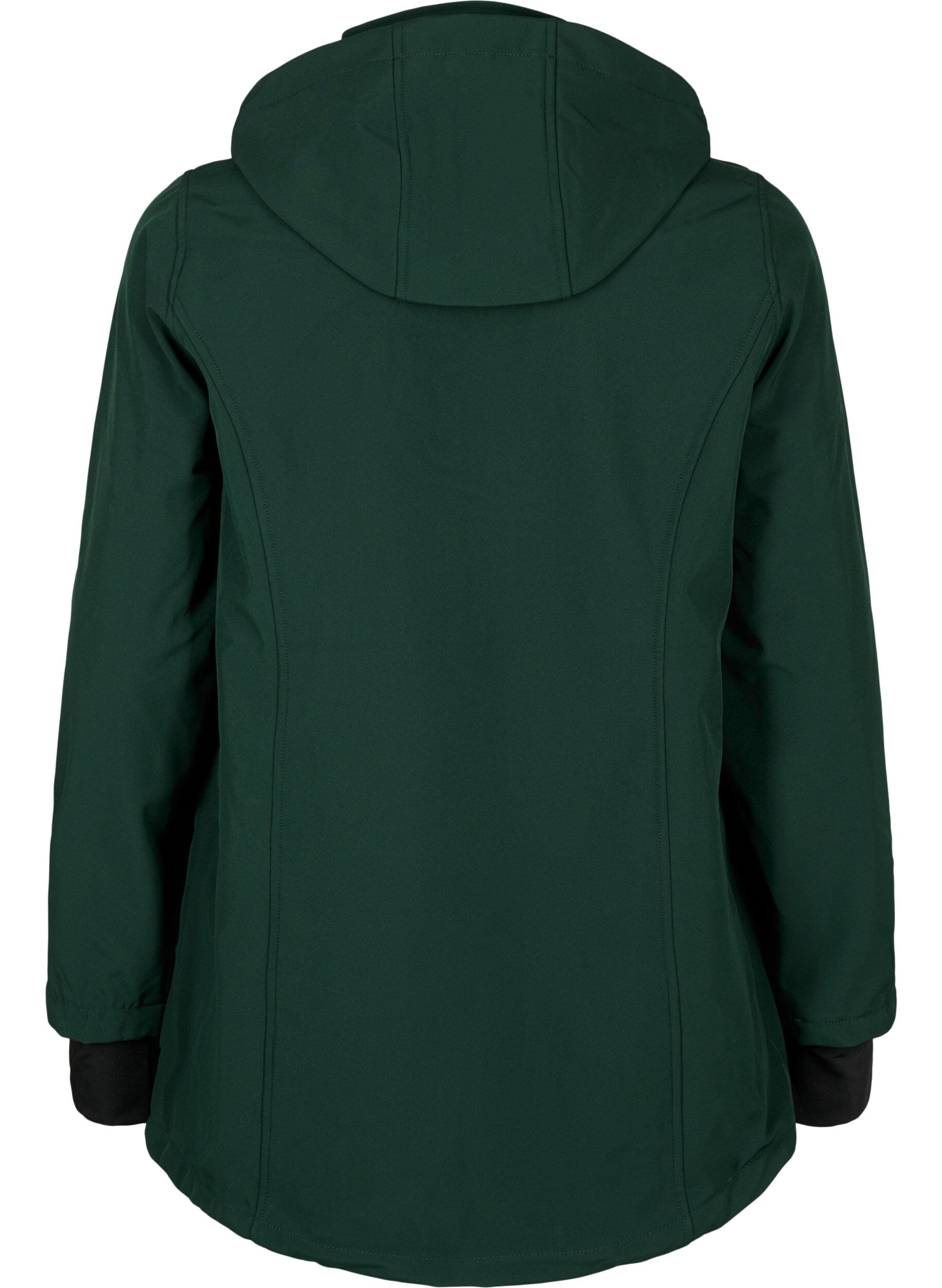 Kort softshell jakke med aftagelig hætte