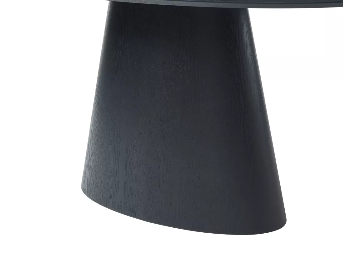Table à manger 6 personnes placage frêne - Noir - ANTELADA