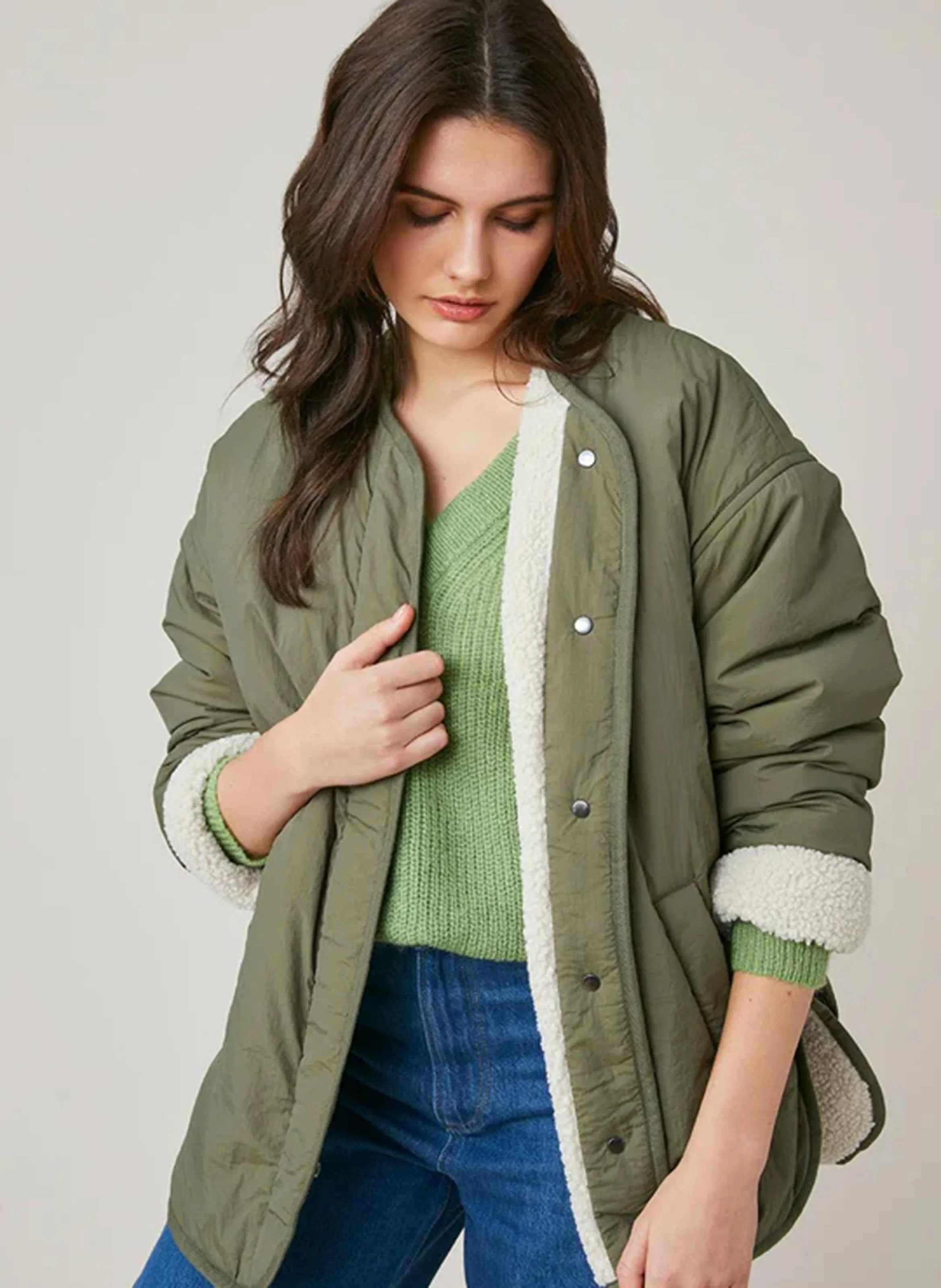FALLOU - Veste oversize réversible à encolure V | Kaki