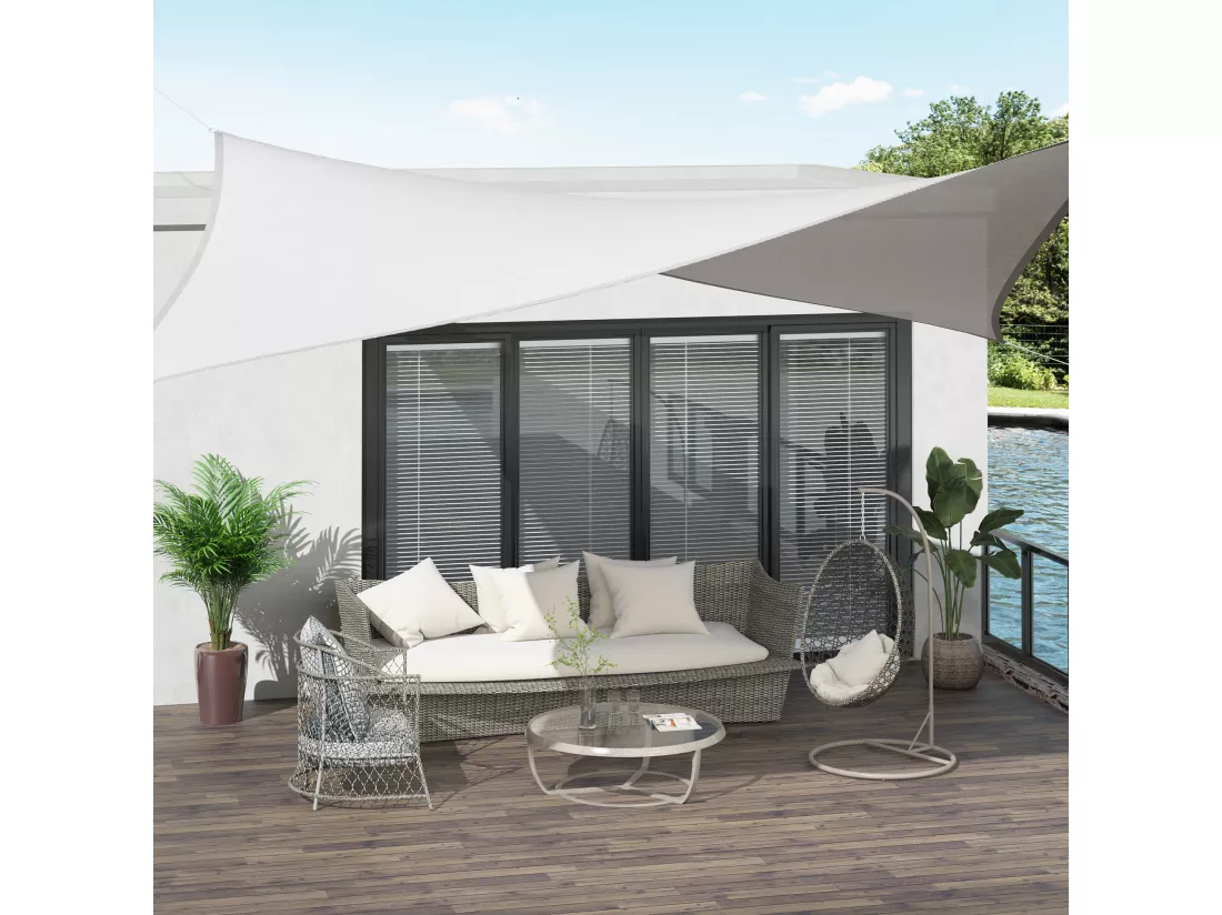 Voile d'ombrage rectangulaire 4 x 6 m toile solaire taud de soleil crème