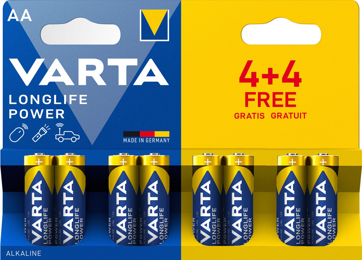 Varta AA batterijen Longlife Power 8 stuks