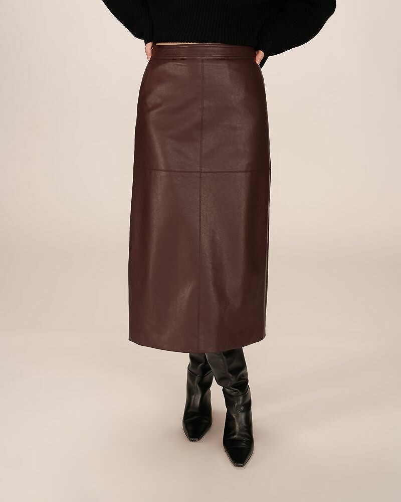 GRACE & MILA<br>Saia midi de couro sintético SIRENE