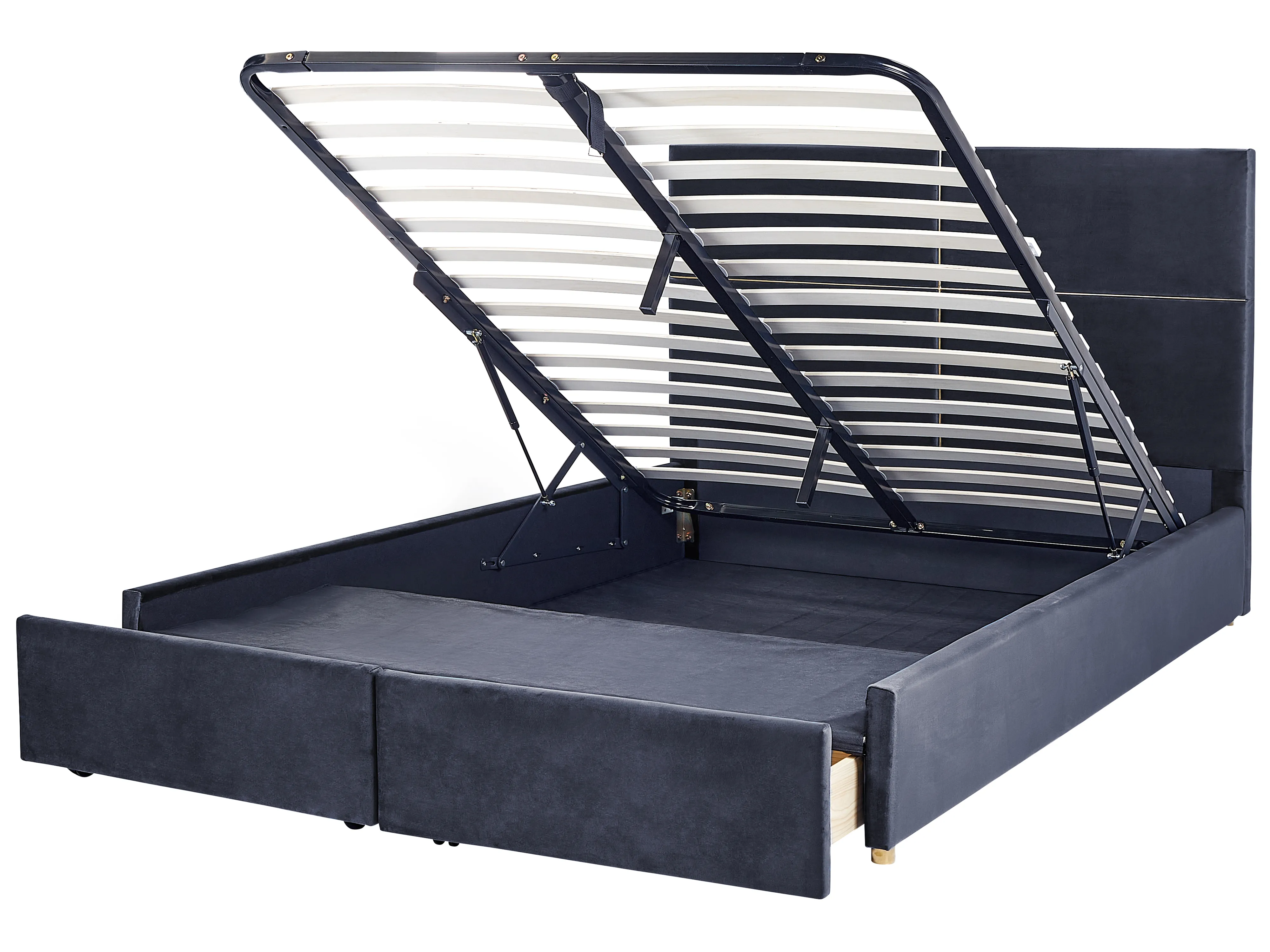 Bed met opbergruimte Fluweel VERNOYES 180 x 200 cm Zwart