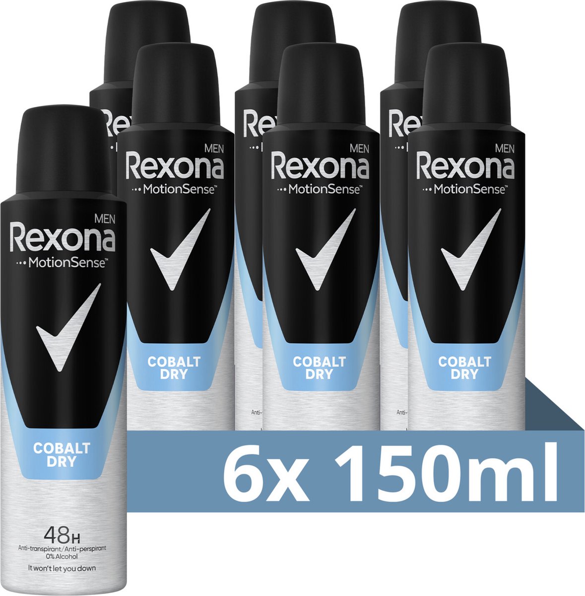 6x Rexona Deodorant spray dry cobalt men (150 ml)