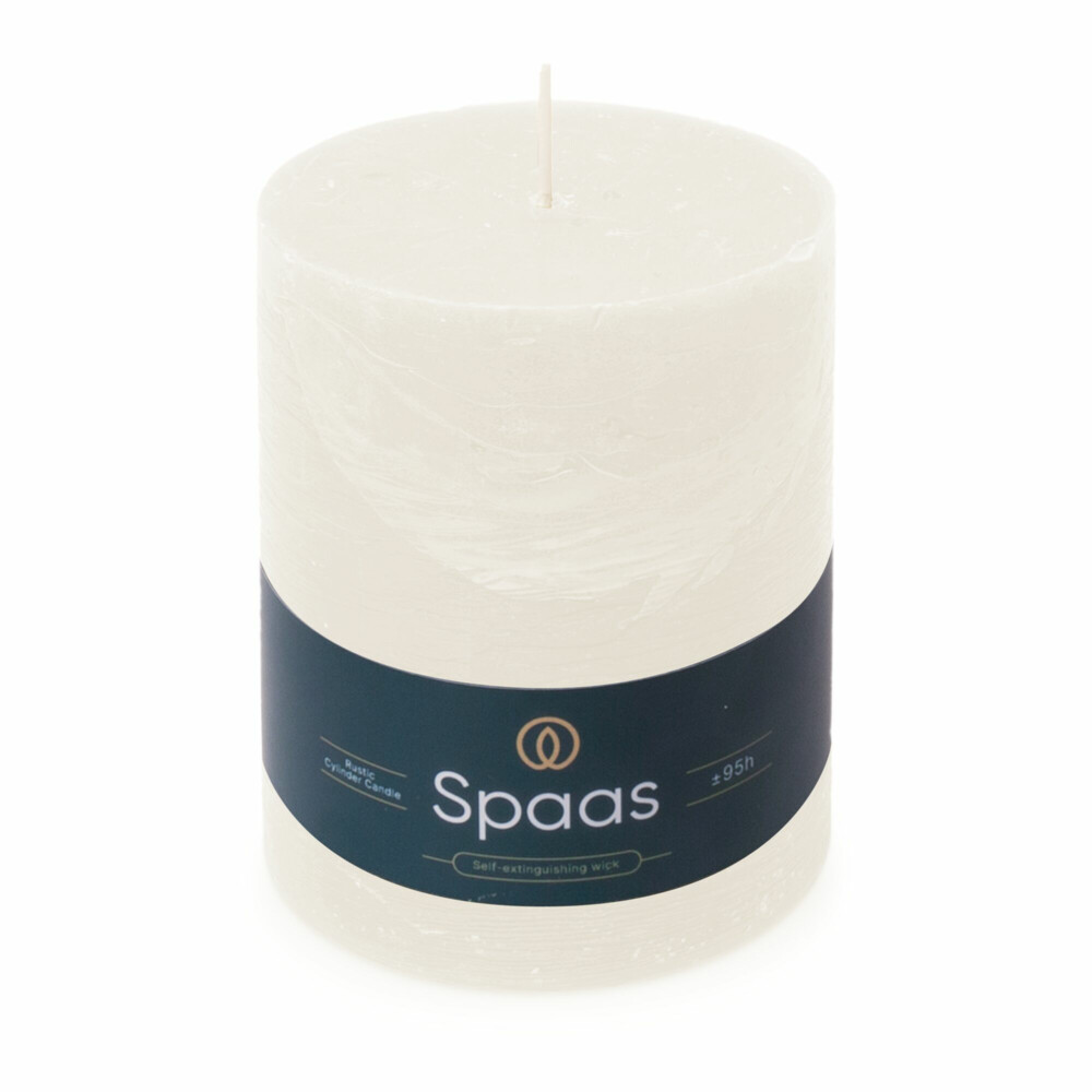 SPAAS Rustieke Pillarkaars ± 95 branduren Wit