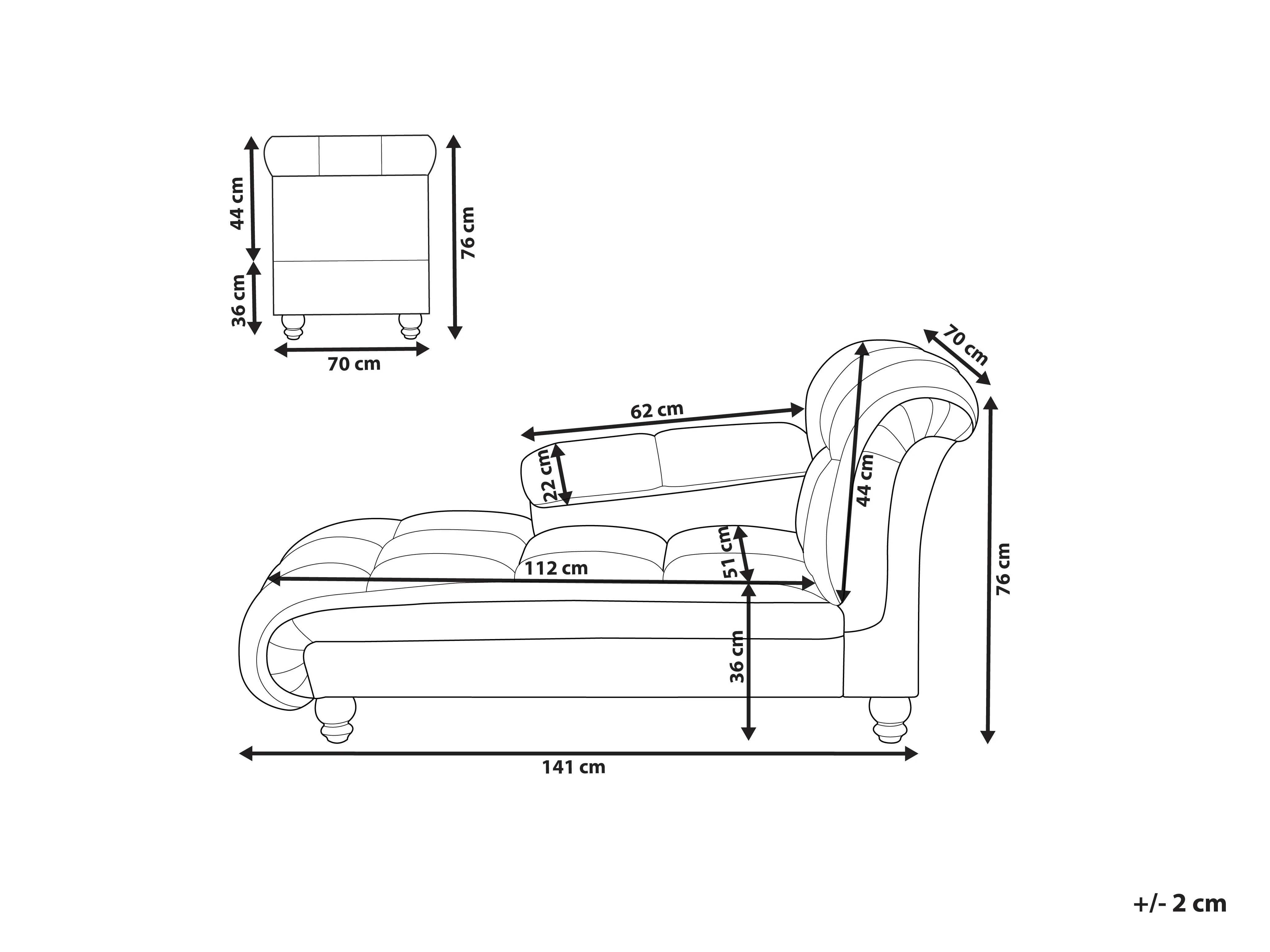 Rechtszijdige chaise longue LORMONT Fluweel Lichtgrijs