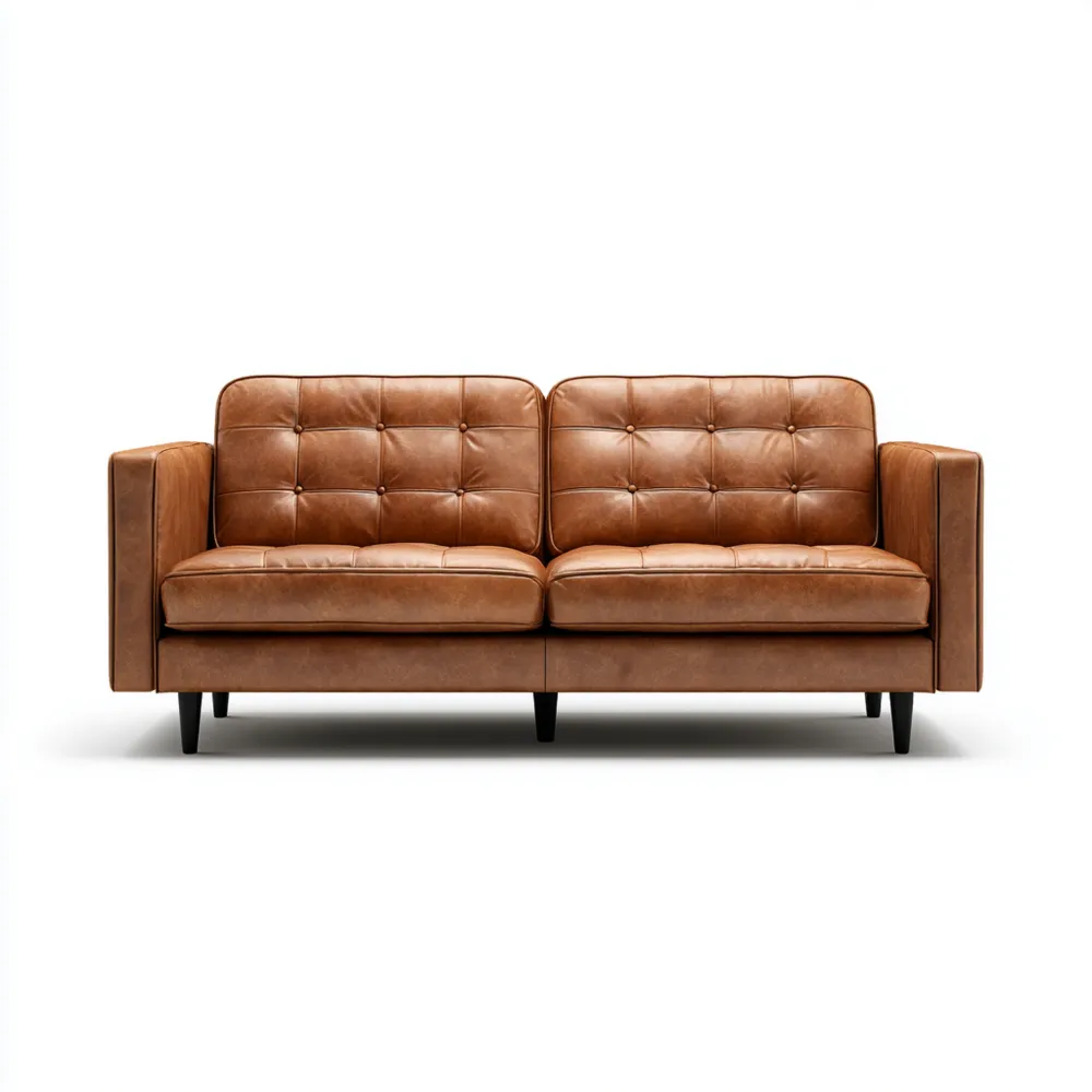 2-Sitzer-Sofa Ledergarnitur 200x85x90 cm – Braun – Klassisches Design