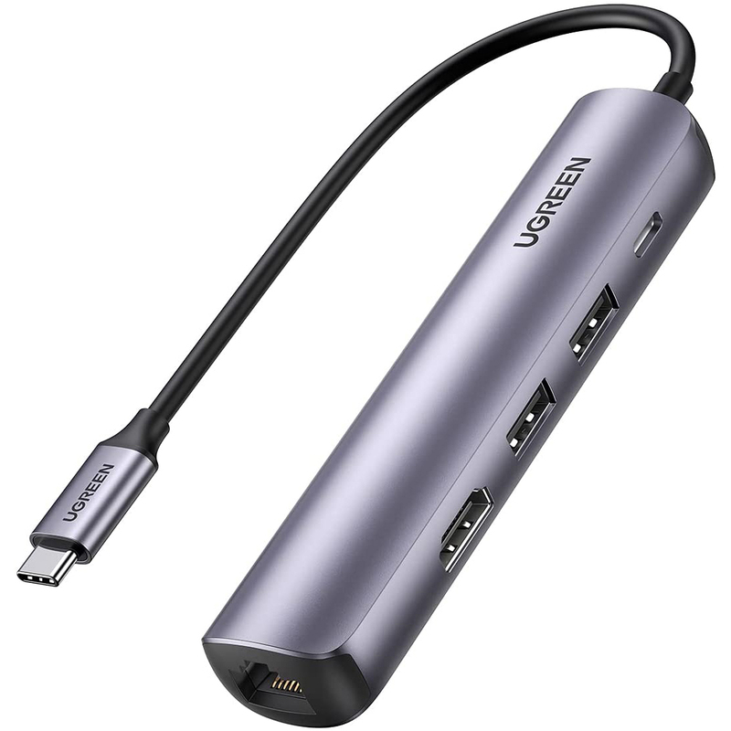 UGREEN USB-C Hub, 5-in-1 10919, 1x Ethernet, 1x HDMI, 1x USB-C PD, 2x USB 3.0, 0.2 m