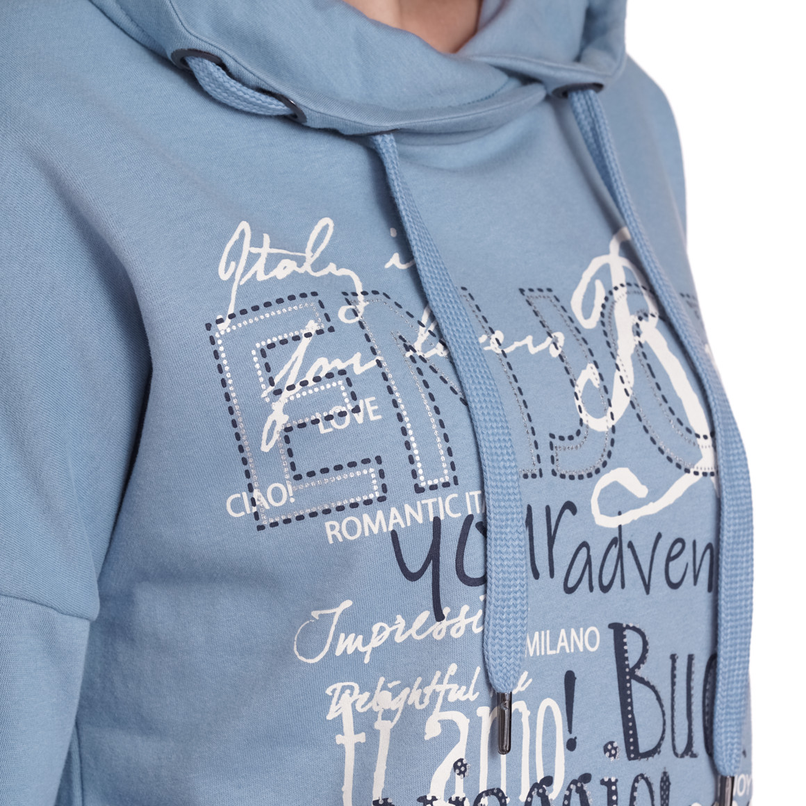 Gina Damen Sweatshirt mit Schriftzügen hellblau