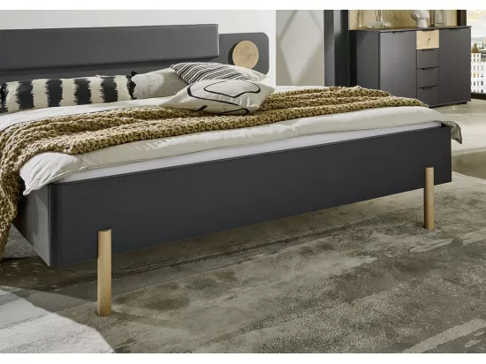 Ensemble de chambre à coucher complète coloris graphite, rechampis imitation bois