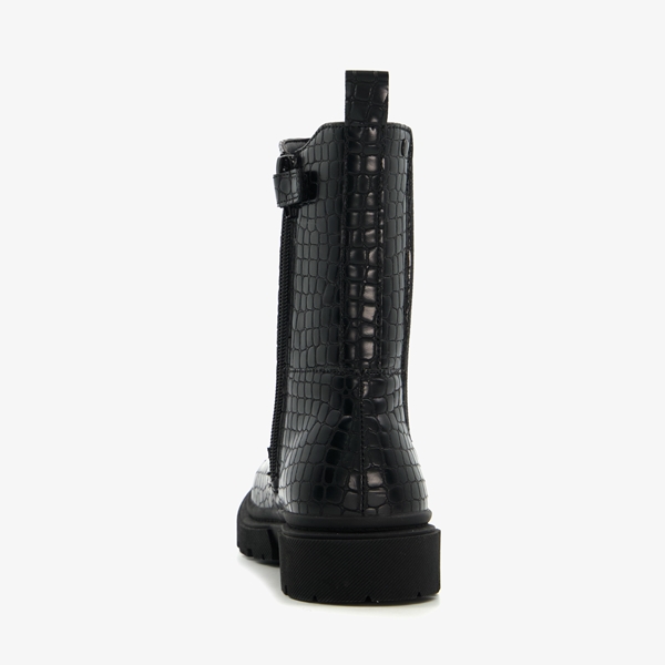 Blue Box meisjes chelsea boots zwart croco print