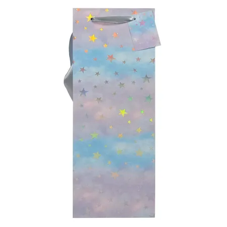Idena Flaschentasche FSC-Mix blau lila Stern 35x12x9cm