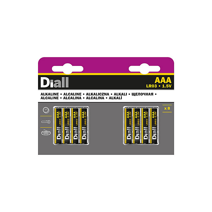 Pile alcaline AAA (LR03) Diall, lot de 8