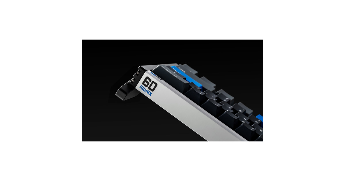 IqunixEZ60 Magnetic Switch Gaming HE Keyboard, gaming toetsenbord  (Zwart/blauw, US lay-out, US-International, Gateron Magnetic Jade Pro, 60%, RGB, Double Shot PBT Keycaps)