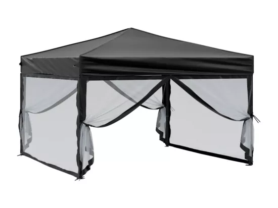 Tente de réception pliable avec parois Noir 3x3 m