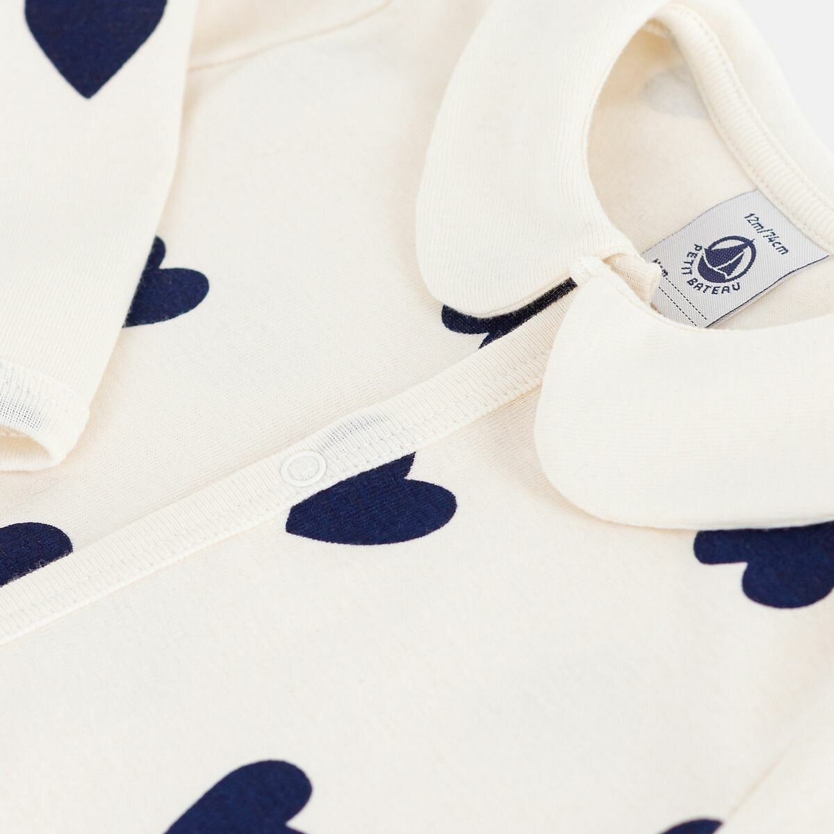 PETIT BATEAU<br>Pijama de bebê sem pés em algodão com estampa de coração