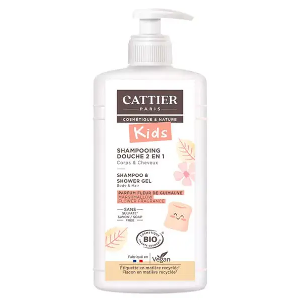 Cattier Kids Shampoo e Gel de Banho 2 em 1 com Flor de Marshmallow Orgânica 500ml