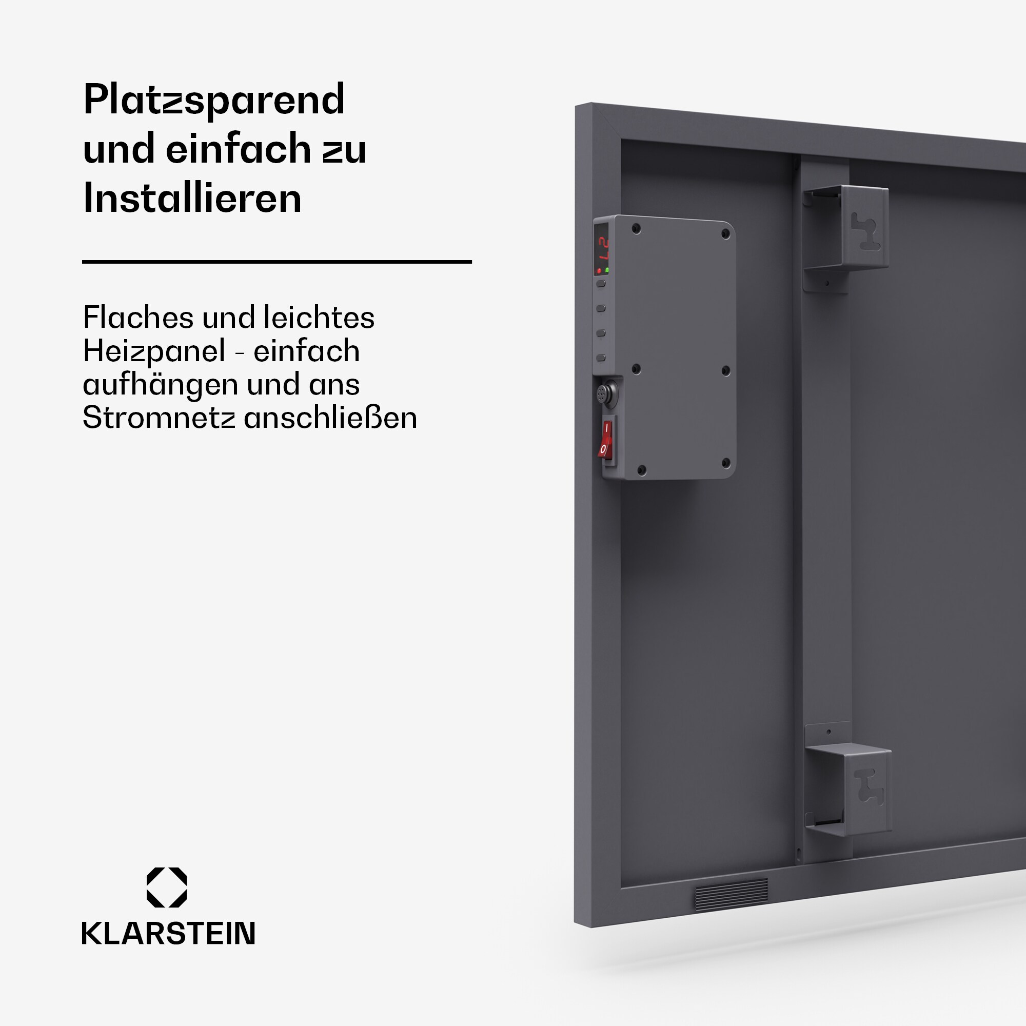 Wonderwall Smart Infrarotheizung | 60x60cm | App | 360W | Wochentimer | IP24 Dunkelgrau 360 W