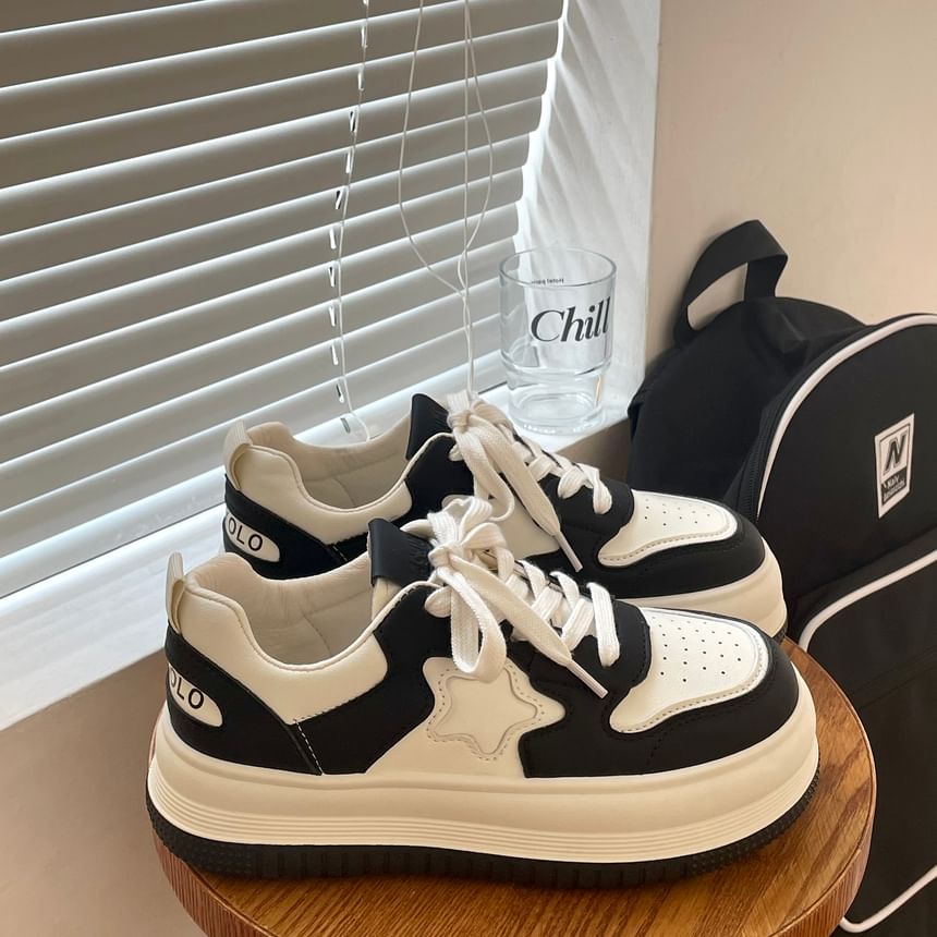 Asterisk - Star Applique Platform Sneakers